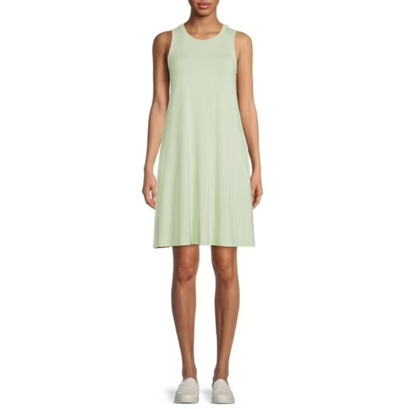 *3 FOR $9* Time and Tru Solid Soft Celadon Knit Pocket Swing Sleeveless Dress 8 - Picture 1 of 6